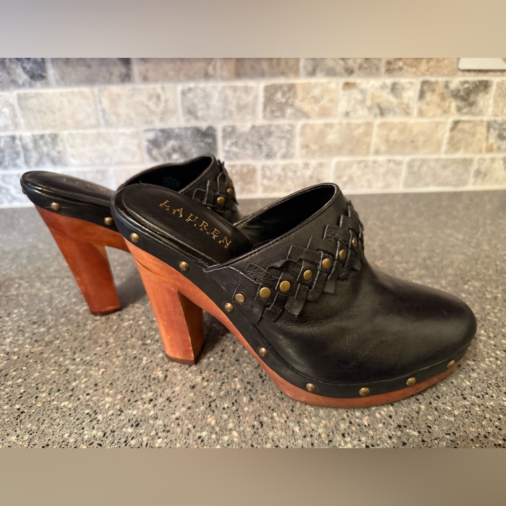 Lauren Ralph Lauren Black Mules with Quilted Design